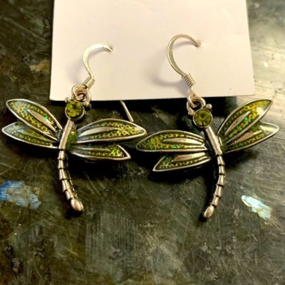 Art Nouveau dragonfly earrings
